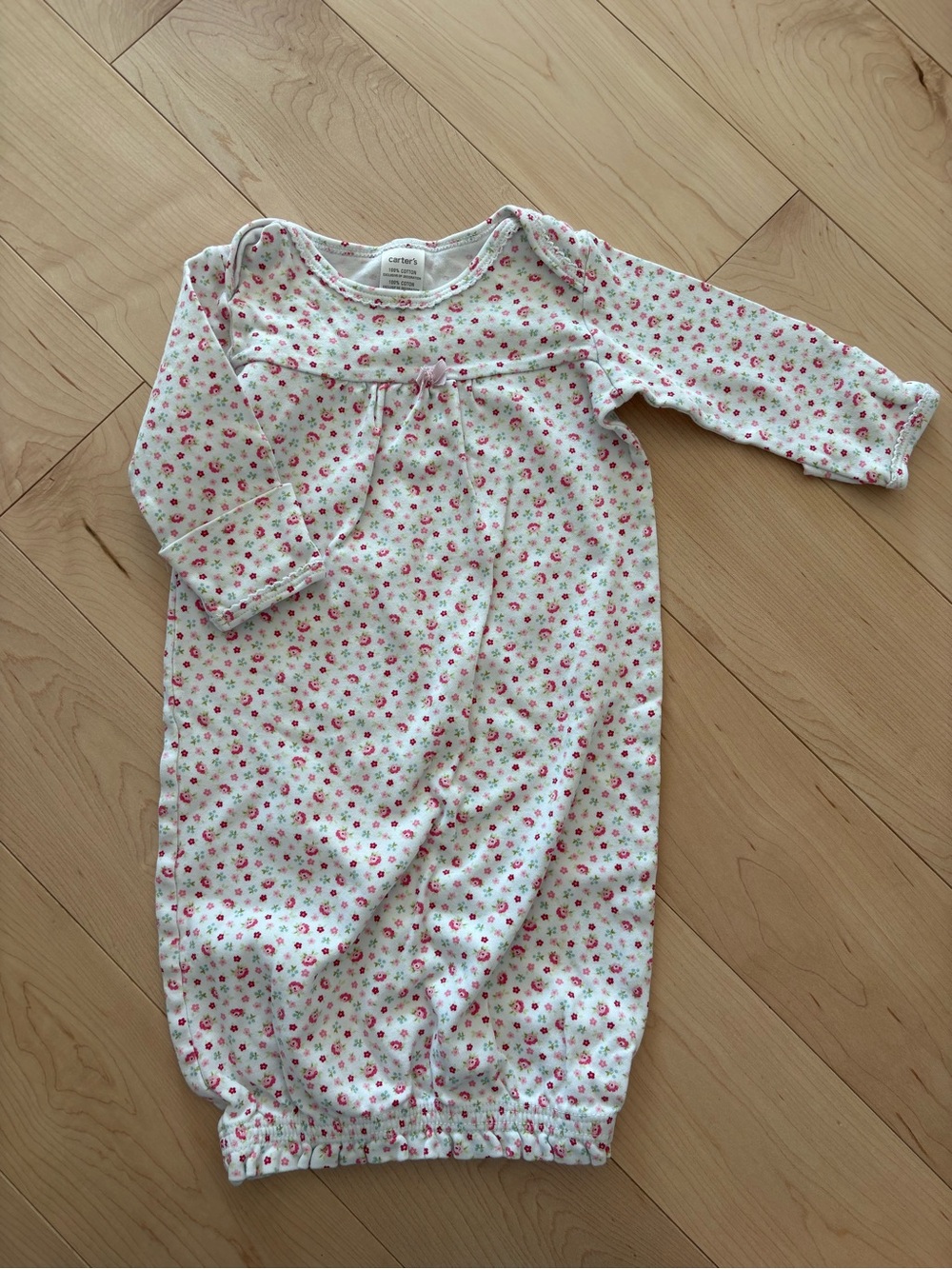 Carter's White and Pink Floral Sleep Sack Gown